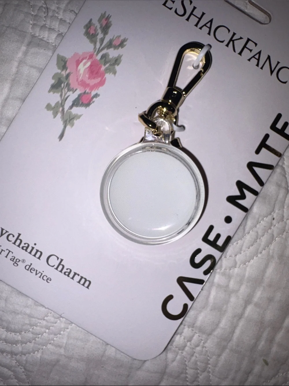 LoveShackFancy Pink Floral Keychain Charm with Gold Hardware